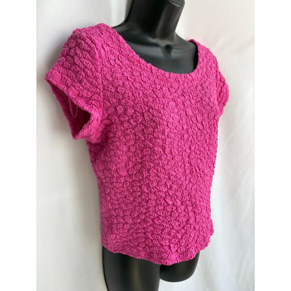 Anthropologie Maeve Socialite Popcorn Tee Magenta Pink Size S Barbiecore Girly - Picture 4 of 11